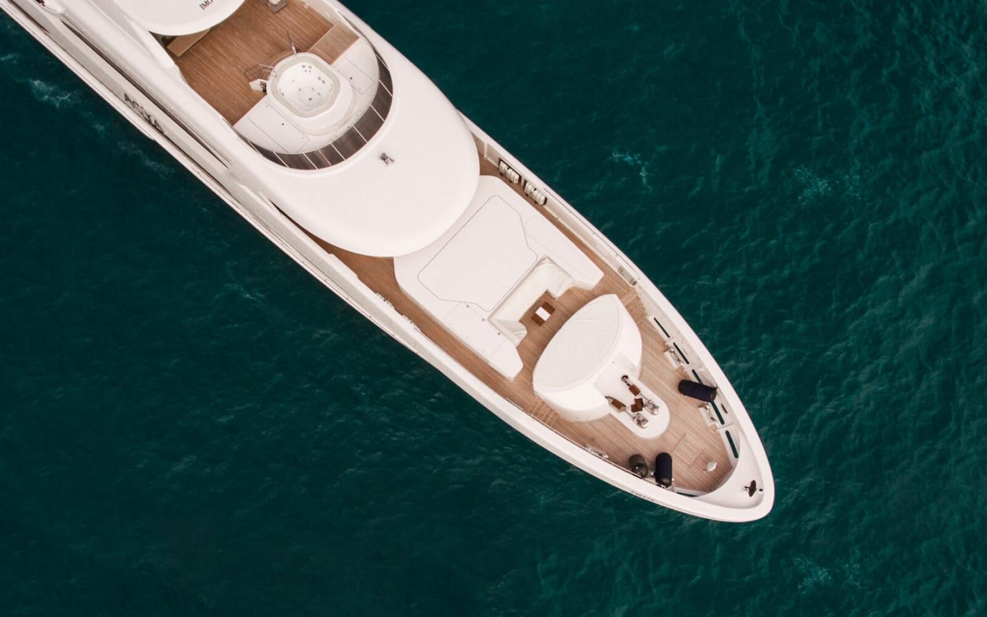 Aerial shot of a yacht
